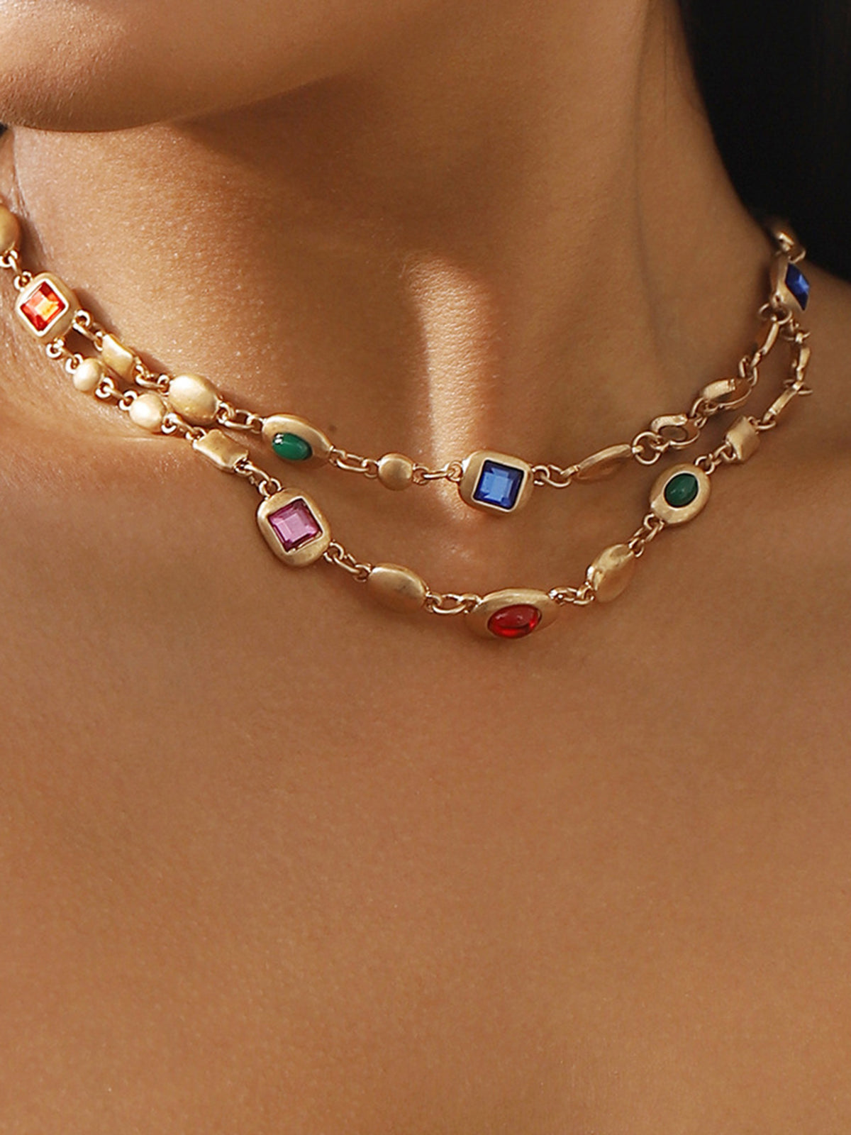 Double-Layer Colorful Beaded Necklace, Handmade Artisan Crafted Jewelry
