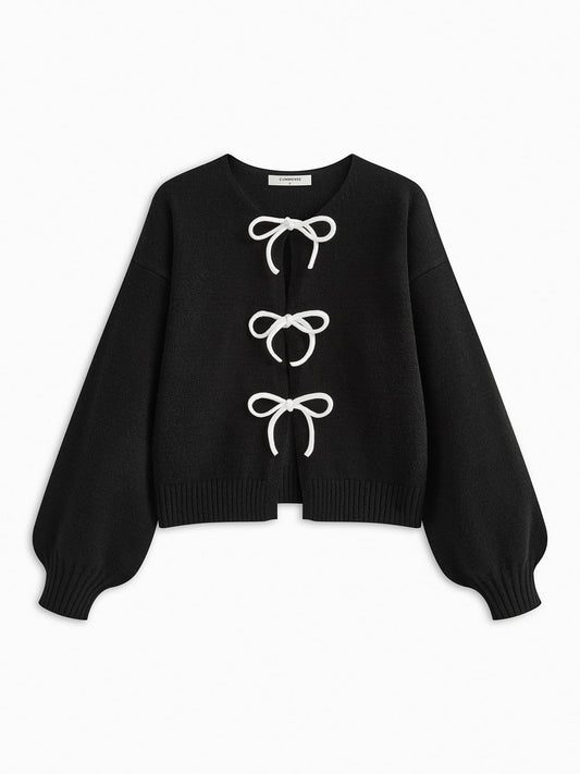 Bow Front Shift Sweater - Women's Casual Knit Top Pullover