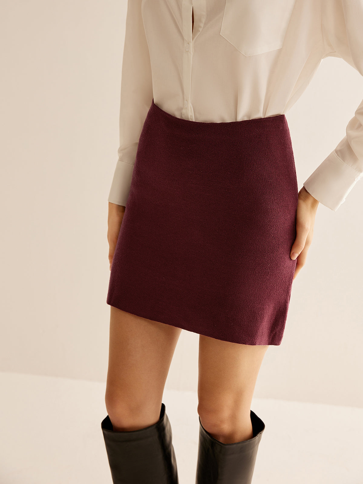 Minimalist Slim Sweater Mini Skirt for Women Essential Winter Fashion