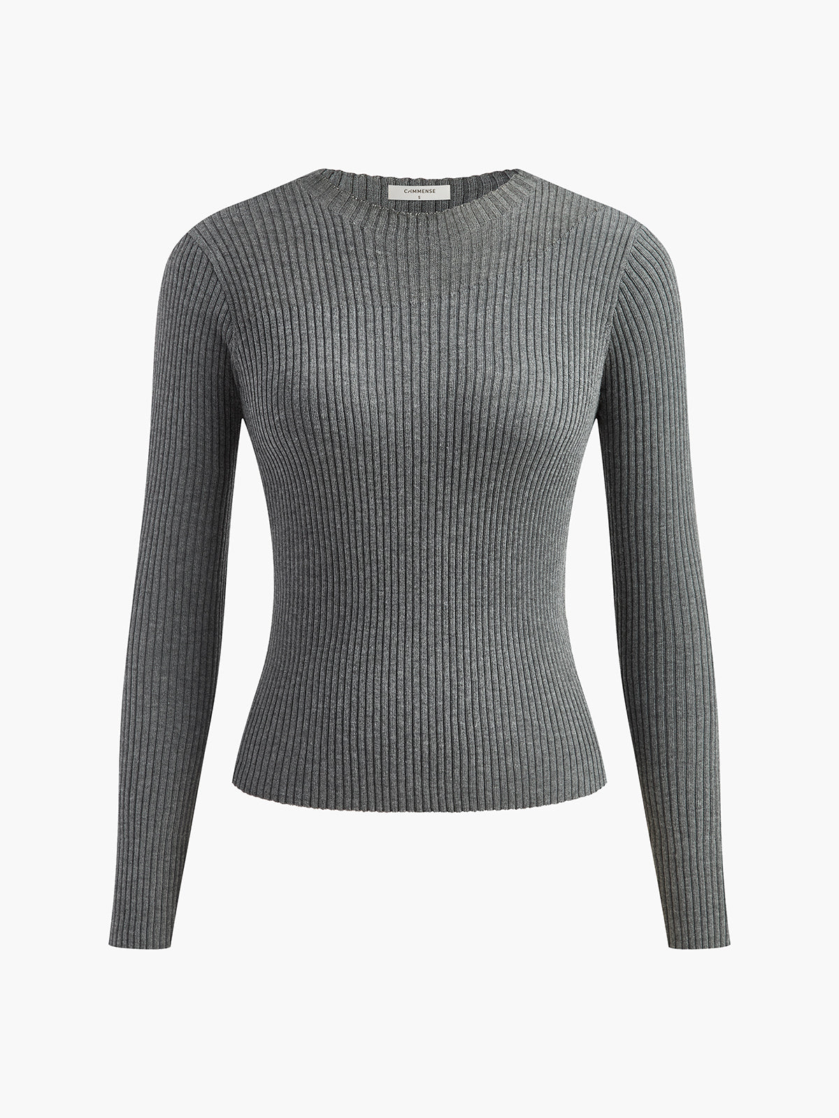 Knit Ribbed Crew Neck Asymmetric Top Women's Casual Fall Fashion