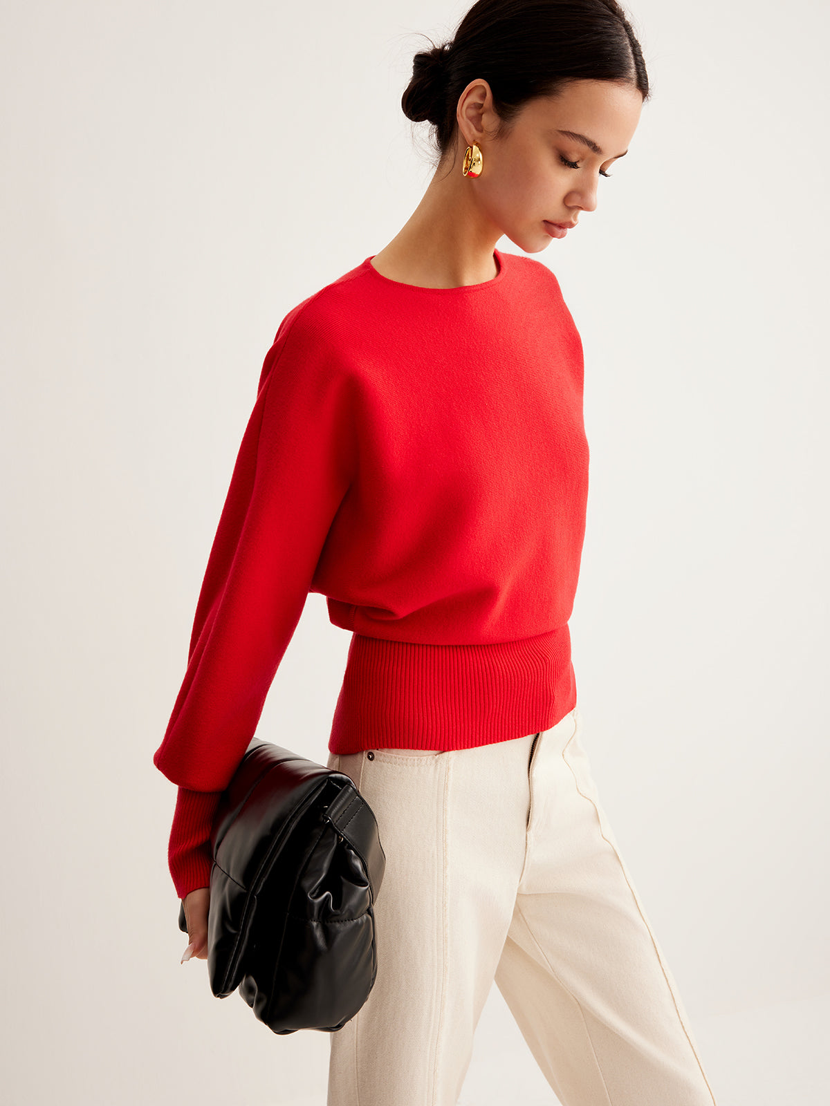 Leg-Of Mutton Cinched Sweater for Women Stylish Winter Wear