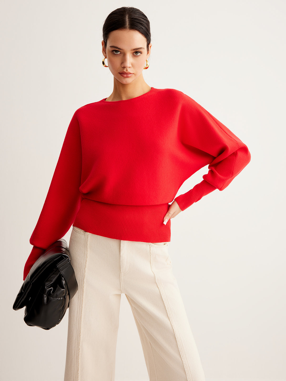 Leg-Of Mutton Cinched Sweater for Women Stylish Winter Wear