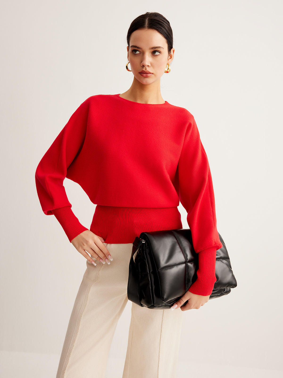 Leg-Of Mutton Cinched Sweater for Women Stylish Winter Wear