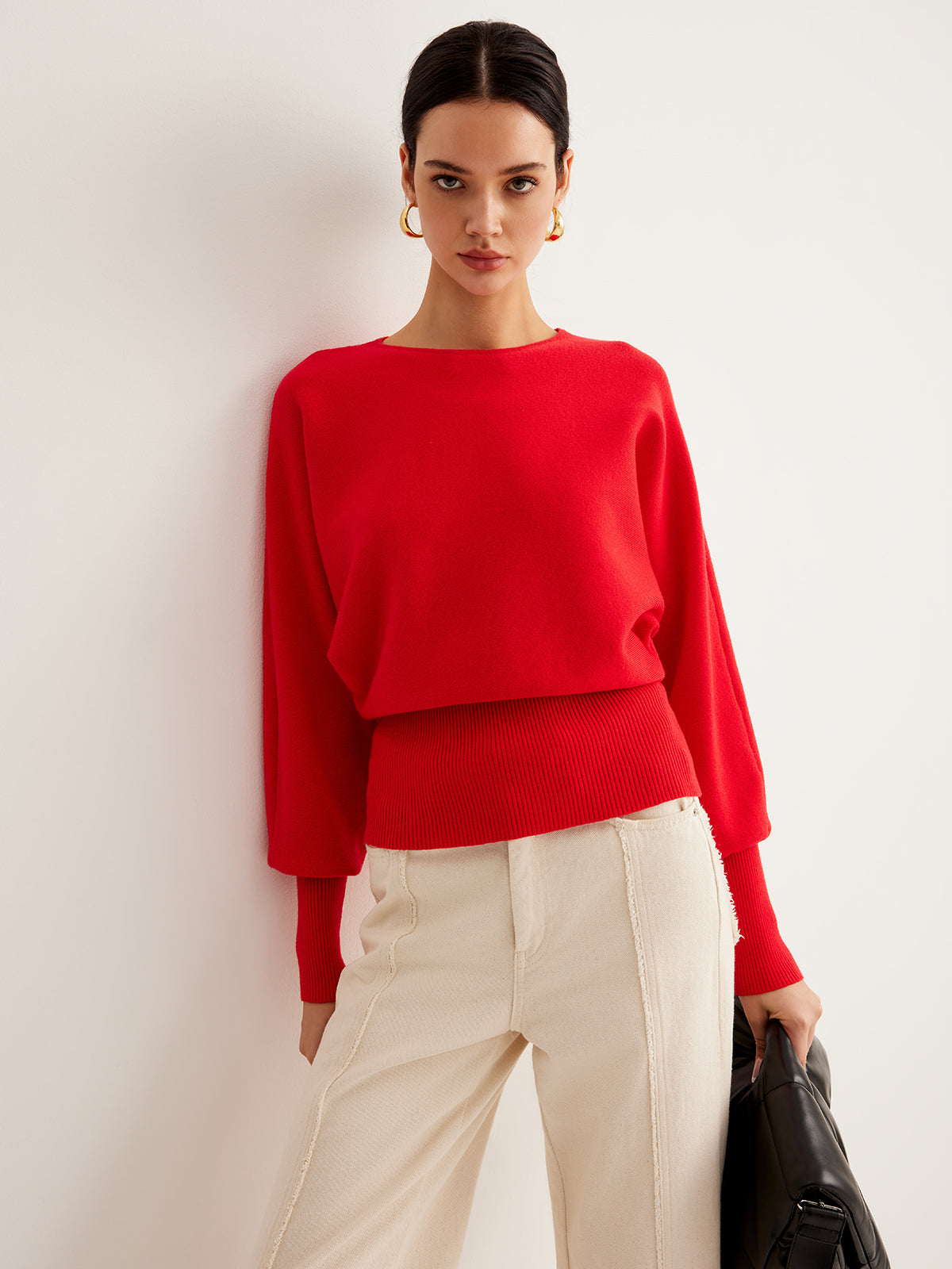 Leg-Of Mutton Cinched Sweater for Women Stylish Winter Wear