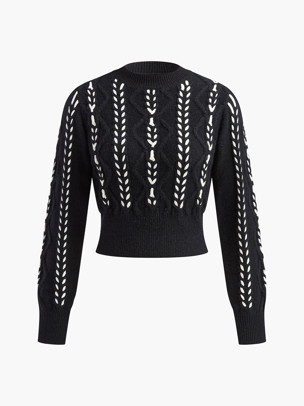 Contrast Binding Cinched Twist Sweater with Elegant Tailored Fit