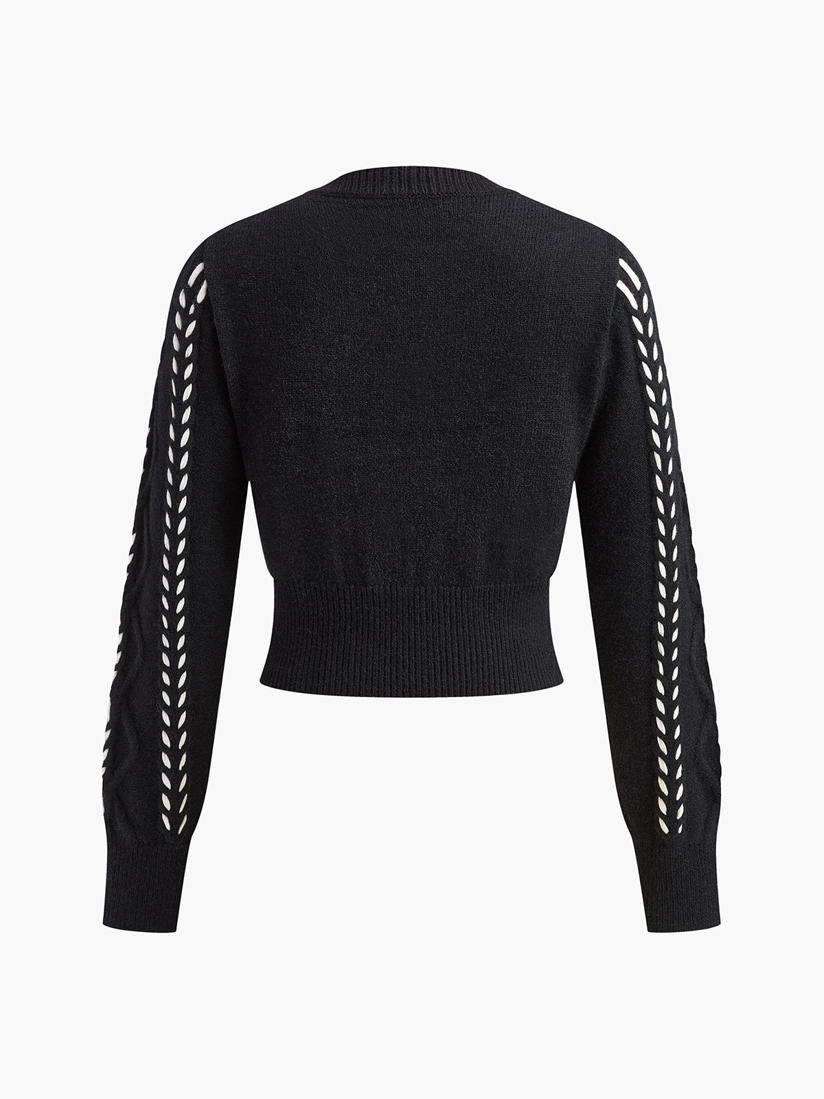 Contrast Binding Cinched Twist Sweater with Elegant Tailored Fit