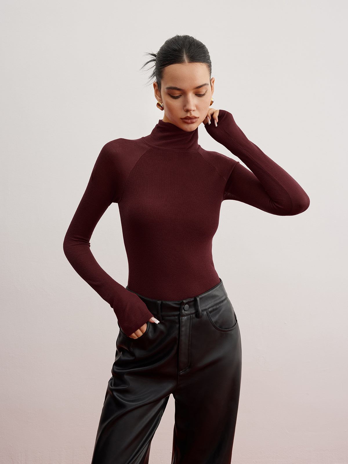 Sheer Sleeve Skinny Sweater Women's Casual Knit Top