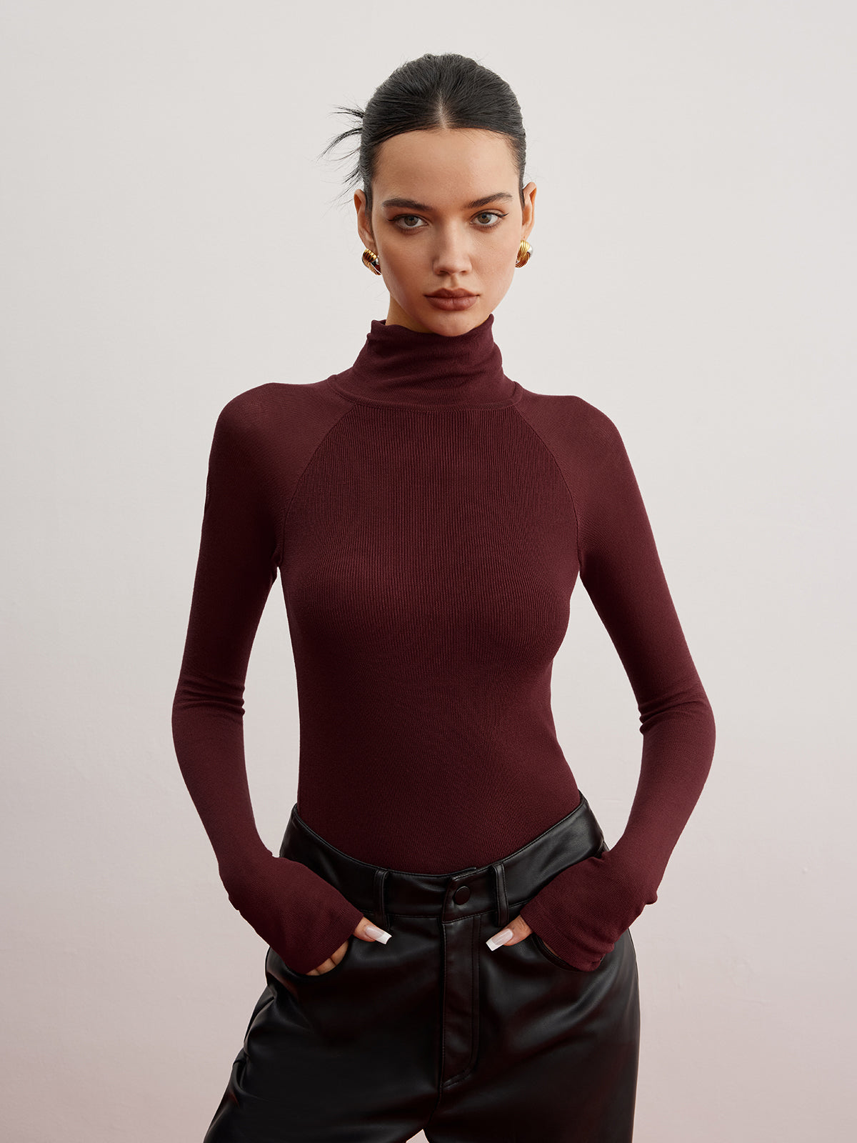 Sheer Sleeve Skinny Sweater Women's Casual Knit Top