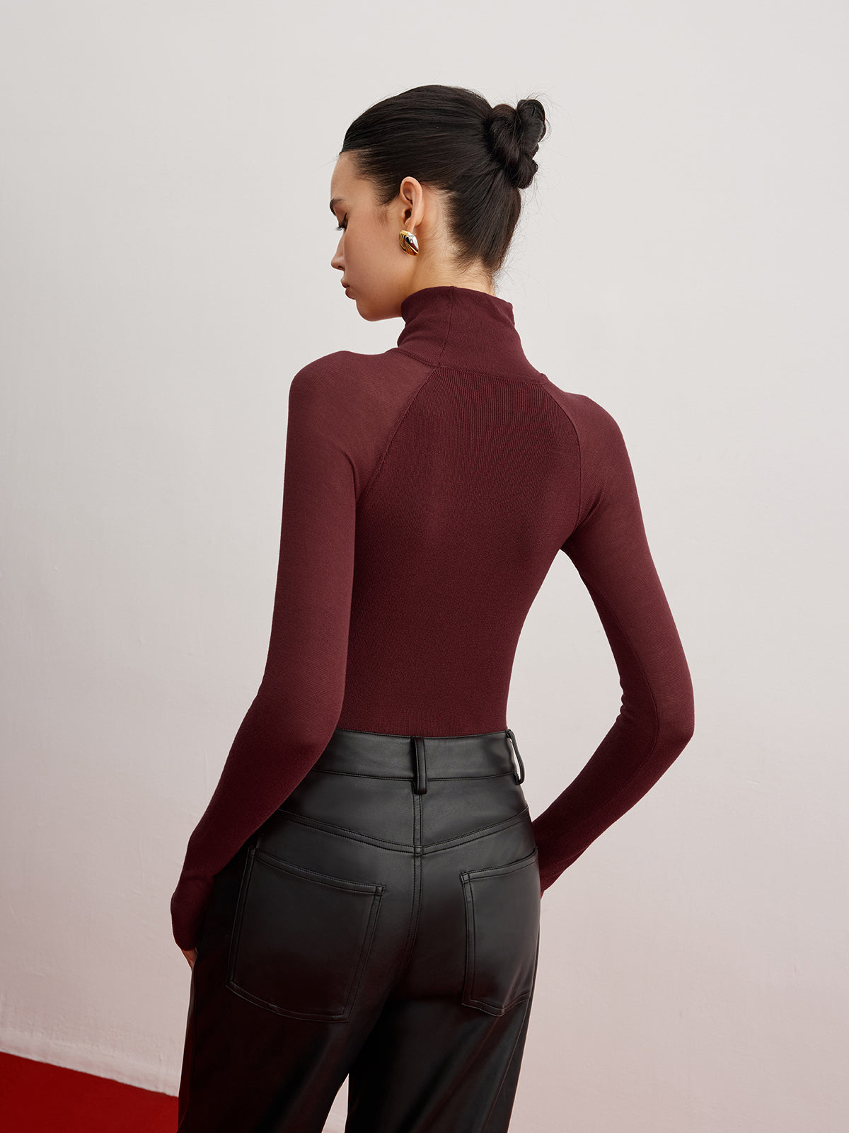 Sheer Sleeve Skinny Sweater Women's Casual Knit Top