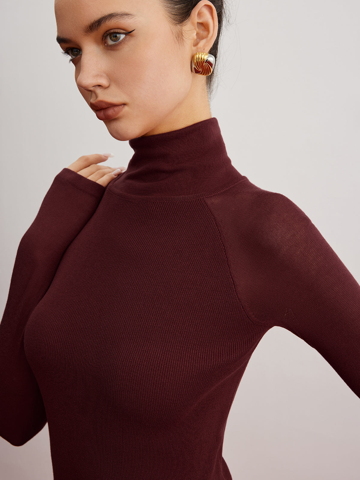 Sheer Sleeve Skinny Sweater Women's Casual Knit Top