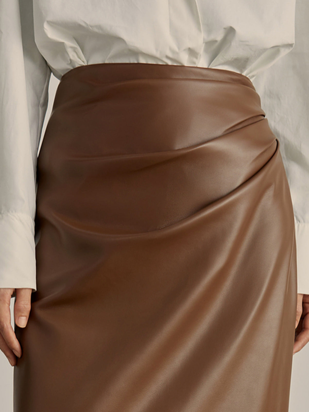 Minimalist PU Leather Skirt for Women - High Waisted Pencil Design