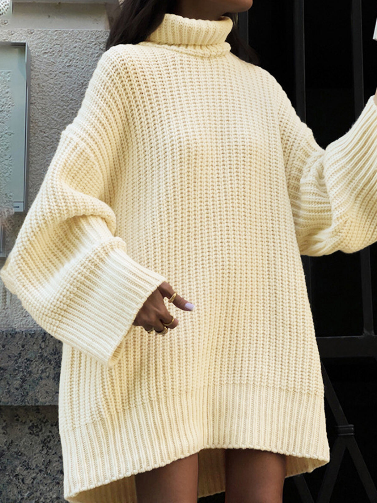 Minimalism Turtleneck Short Sweater Dress Cozy Winter Fashion Essential
