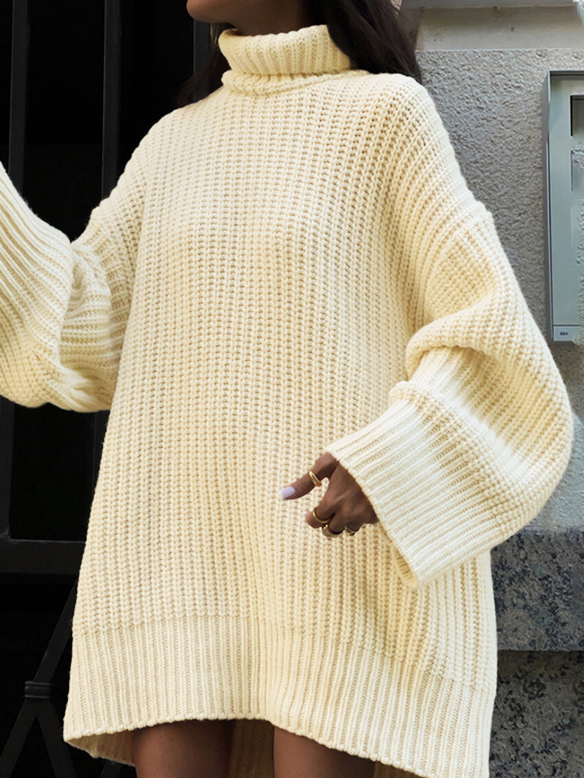 Minimalism Turtleneck Short Sweater Dress Cozy Winter Fashion Essential