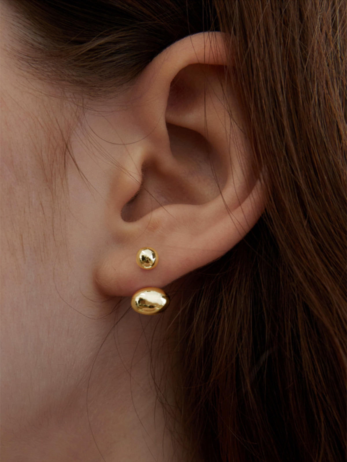 Oval Bean Stud Earrings Sterling Silver Hypoallergenic Jewelry