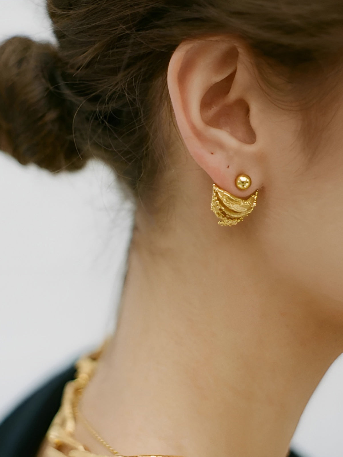 Retro Irregular Curved Stud Earrings Unique Geometric Design for Women