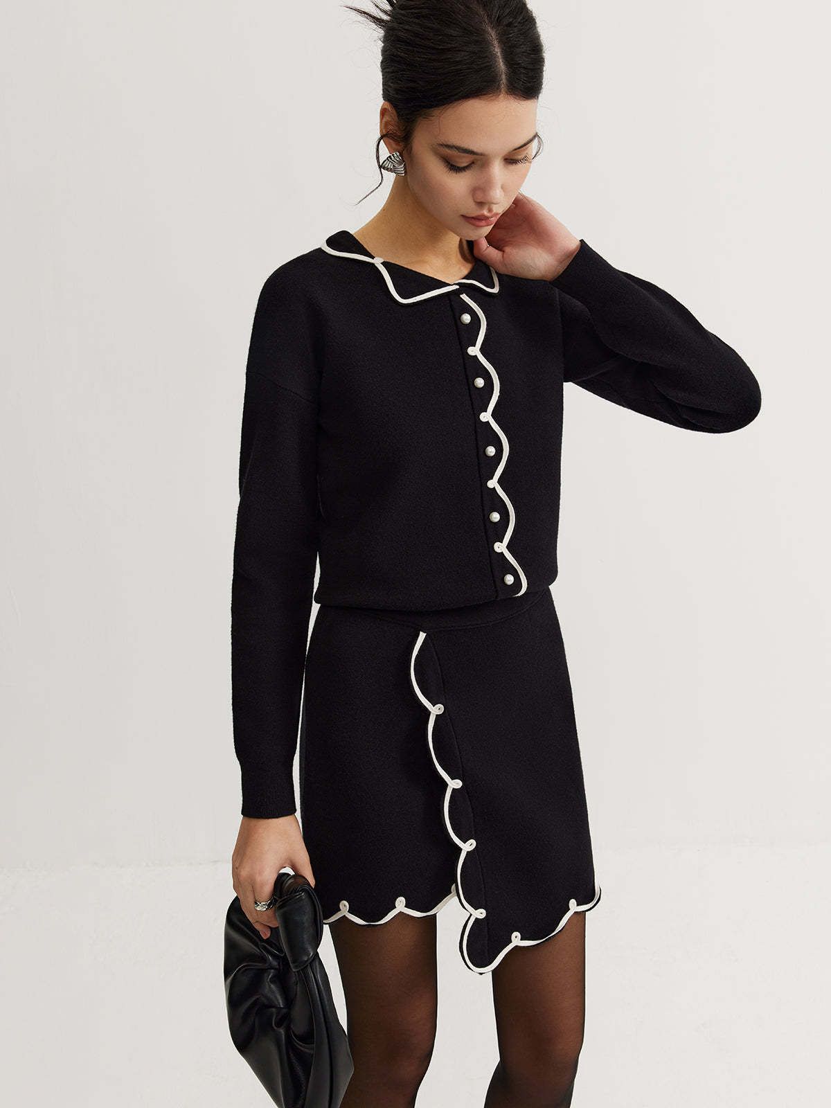 Leisure Contrast Trim Sweater Co-ords with Comfortable Knit Design