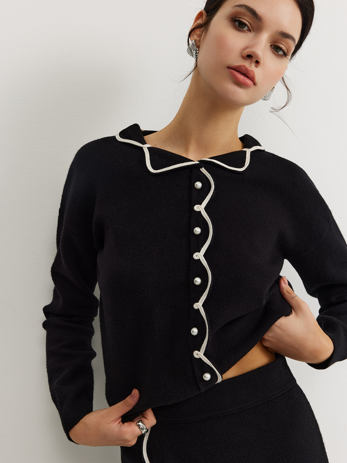 Leisure Contrast Trim Sweater Co-ords with Comfortable Knit Design