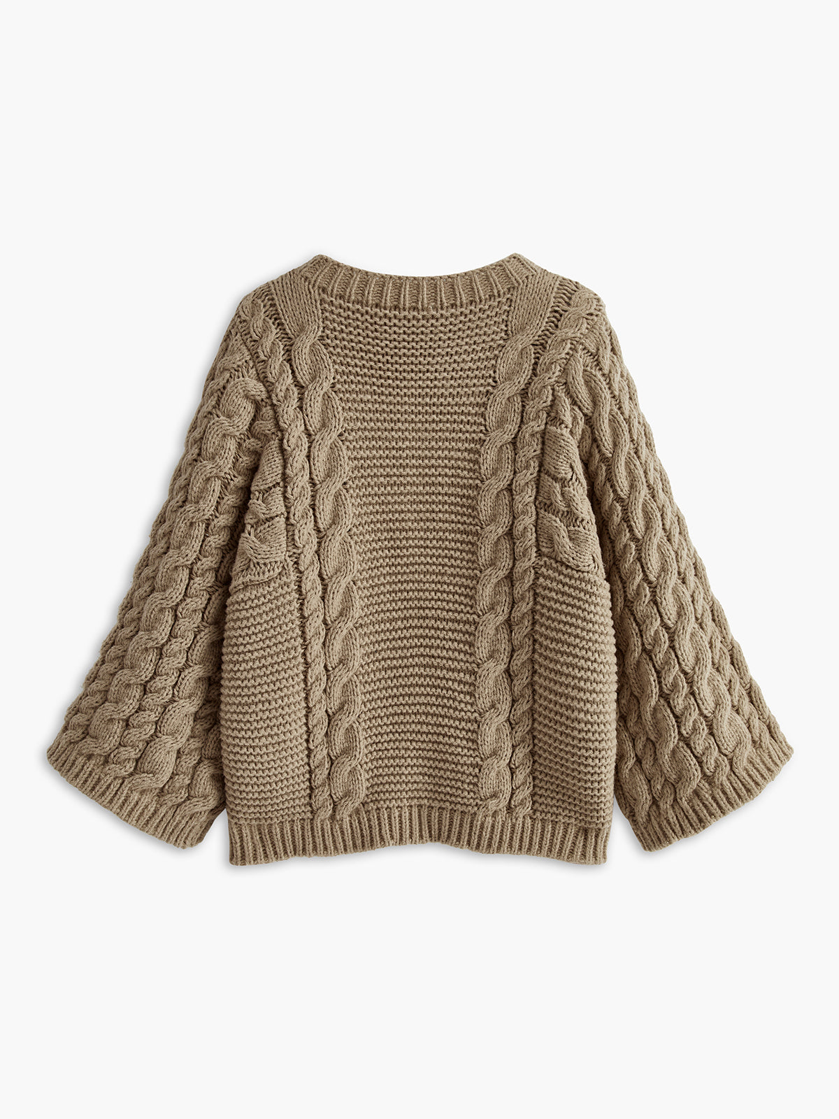Leisure Round Neck Cable Knit Sweater Cozy Winter Fashion Pullover