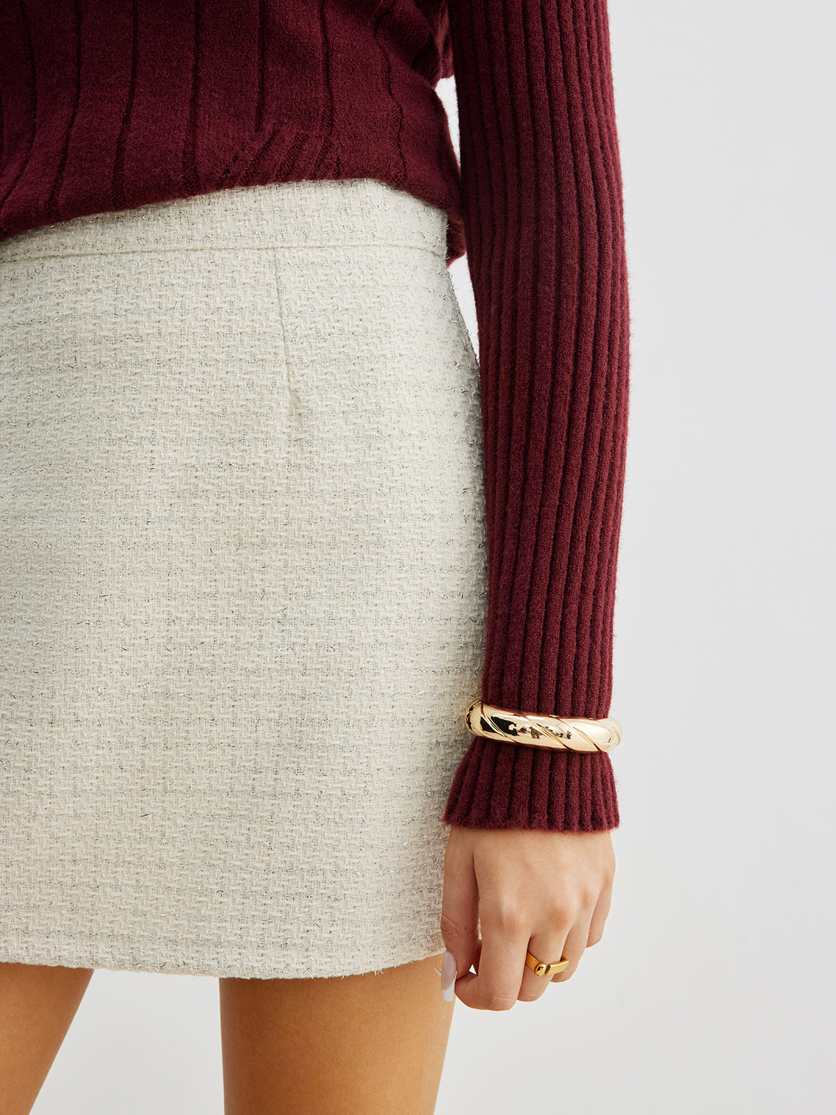 Tweed Zipper A-Line Mini Skirt for Women Trendy Casual Fashion
