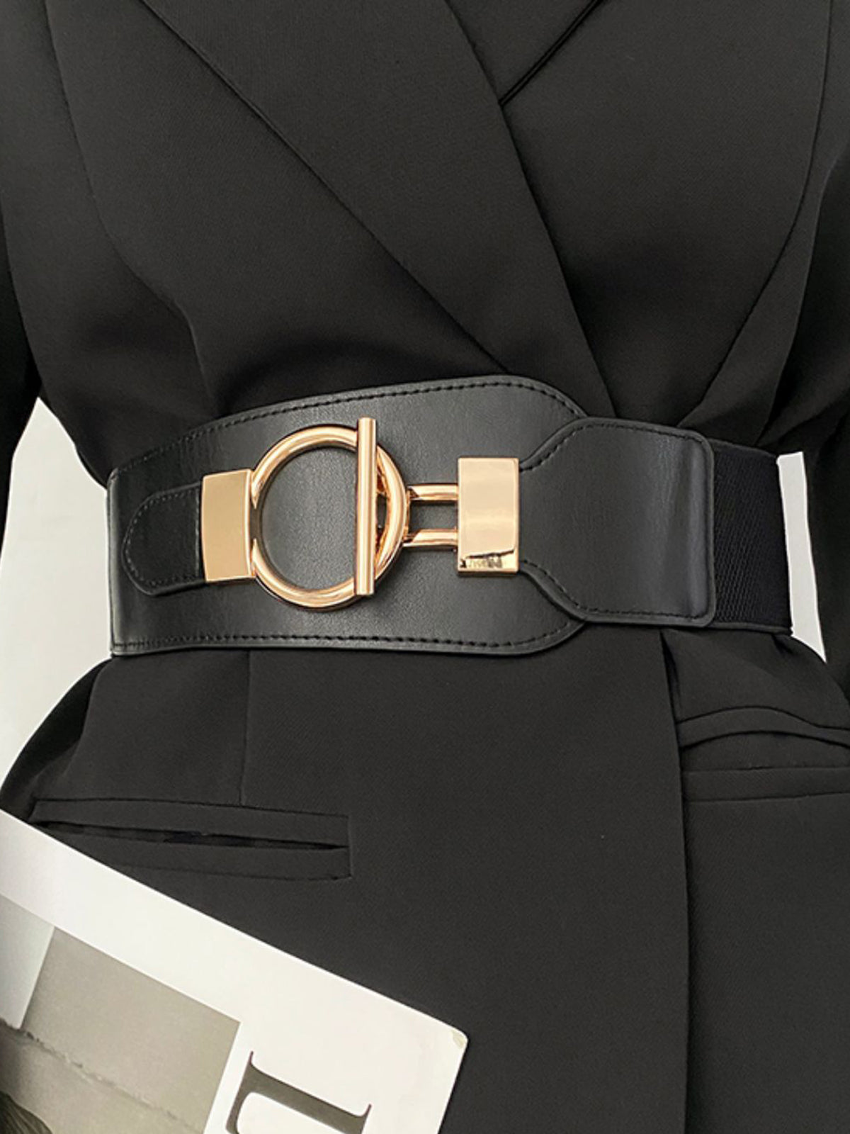 Metal Lariat Elastic Wide Belt for Women Adjustable Size