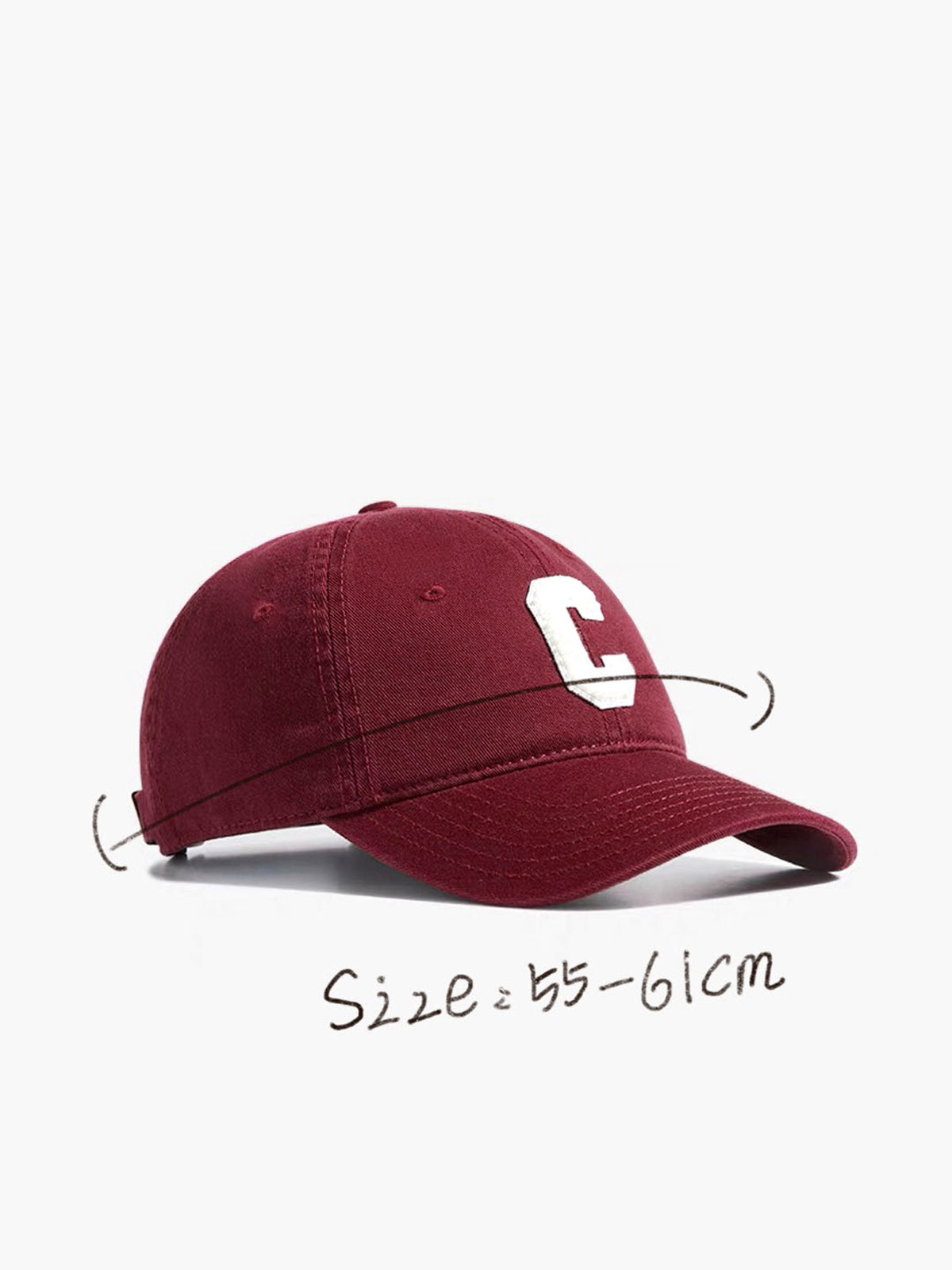 Cotton C-Letter Soft Top Cap Hat - Adjustable Unisex Embroidered Design