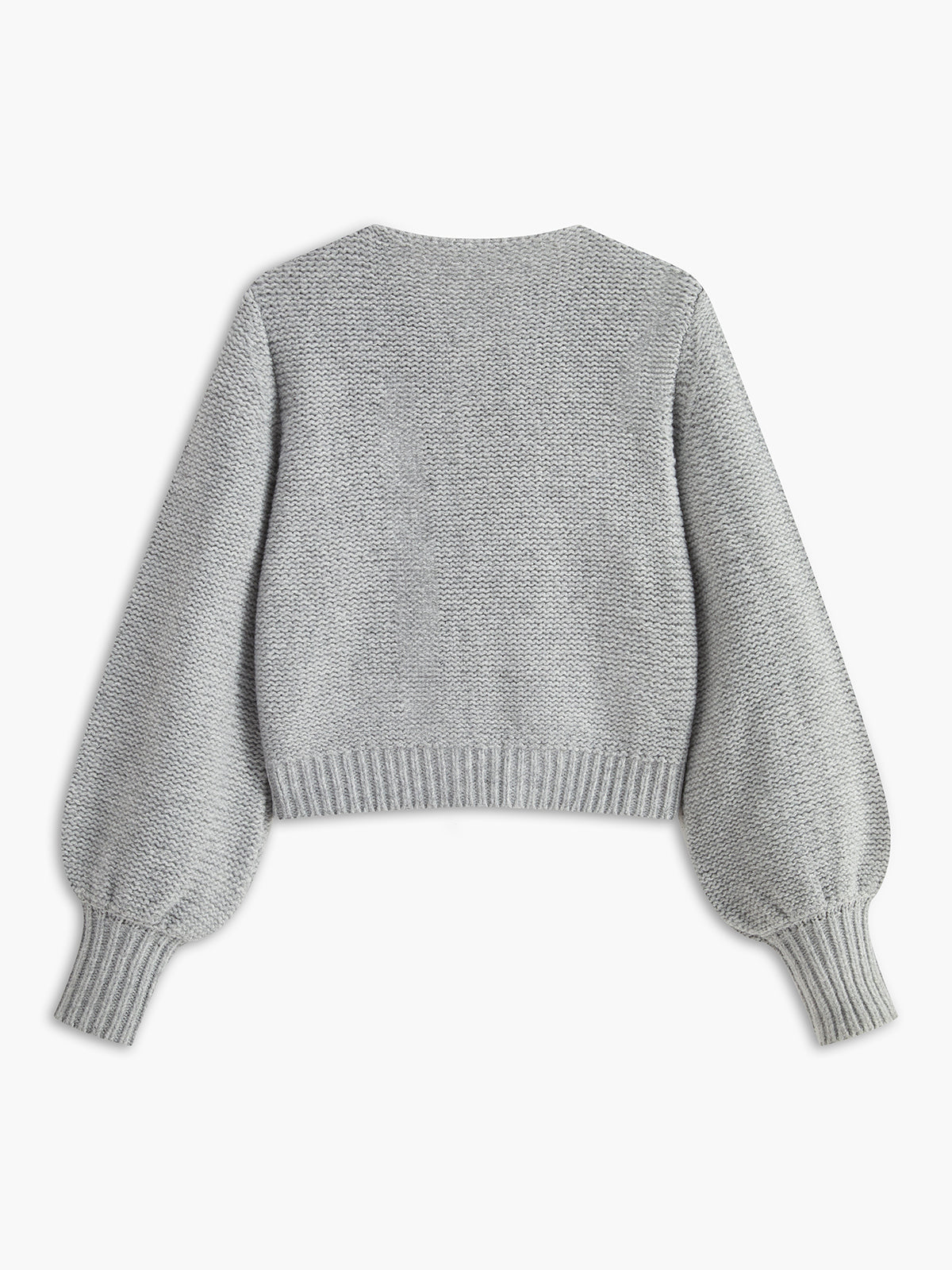 Crew Neck Bow Knit Top with Long Sleeves and Ribbed Texture