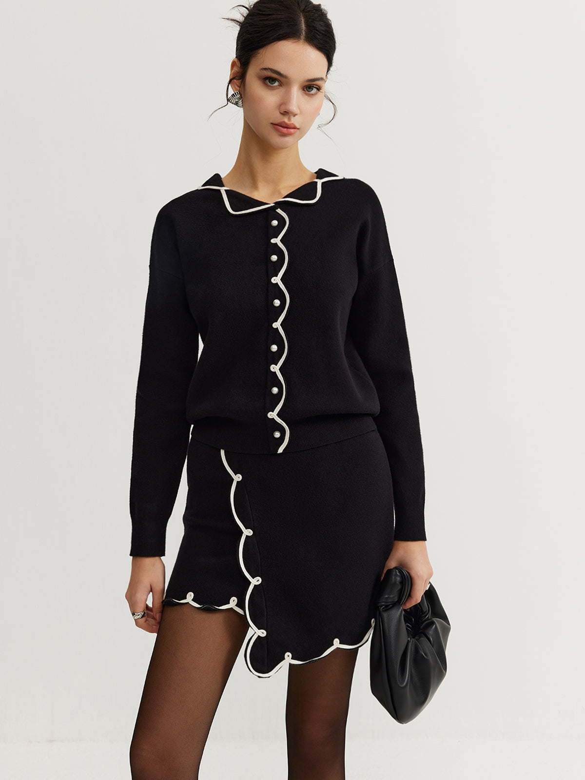 Leisure Contrast Trim Sweater Co-ords with Comfortable Knit Design