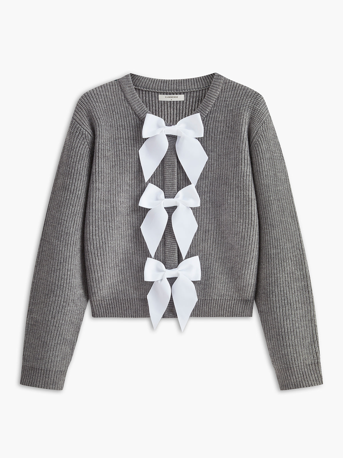 Bow Ribbed Warm Sweater for Women Casual Winter Wear