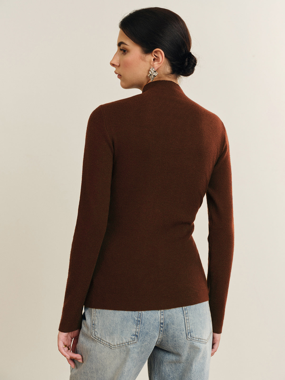 Button Pleated Split Knit Top - Casual Long Sleeve Fashion Pullover