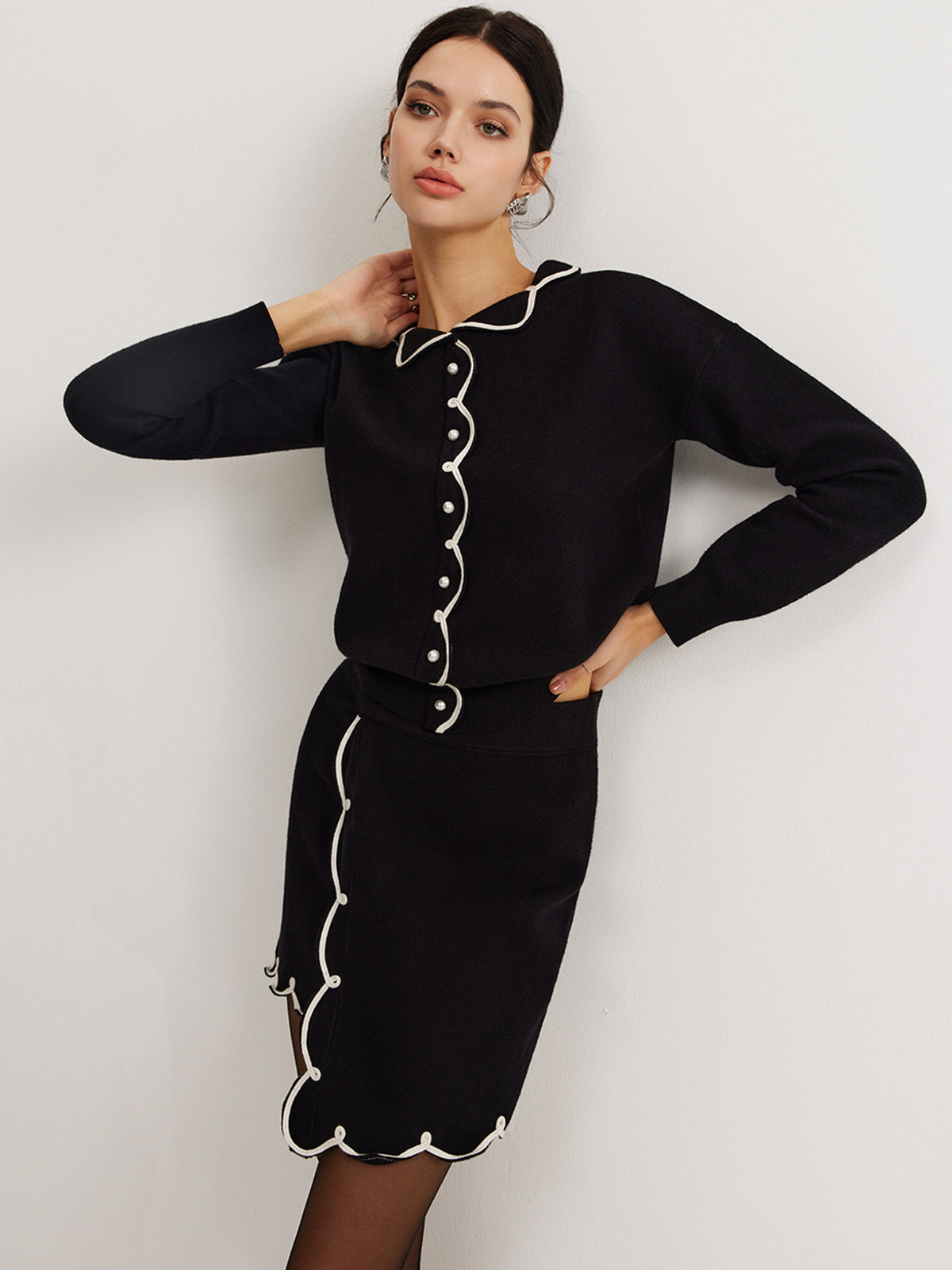 Leisure Contrast Trim Sweater Co-ords with Comfortable Knit Design