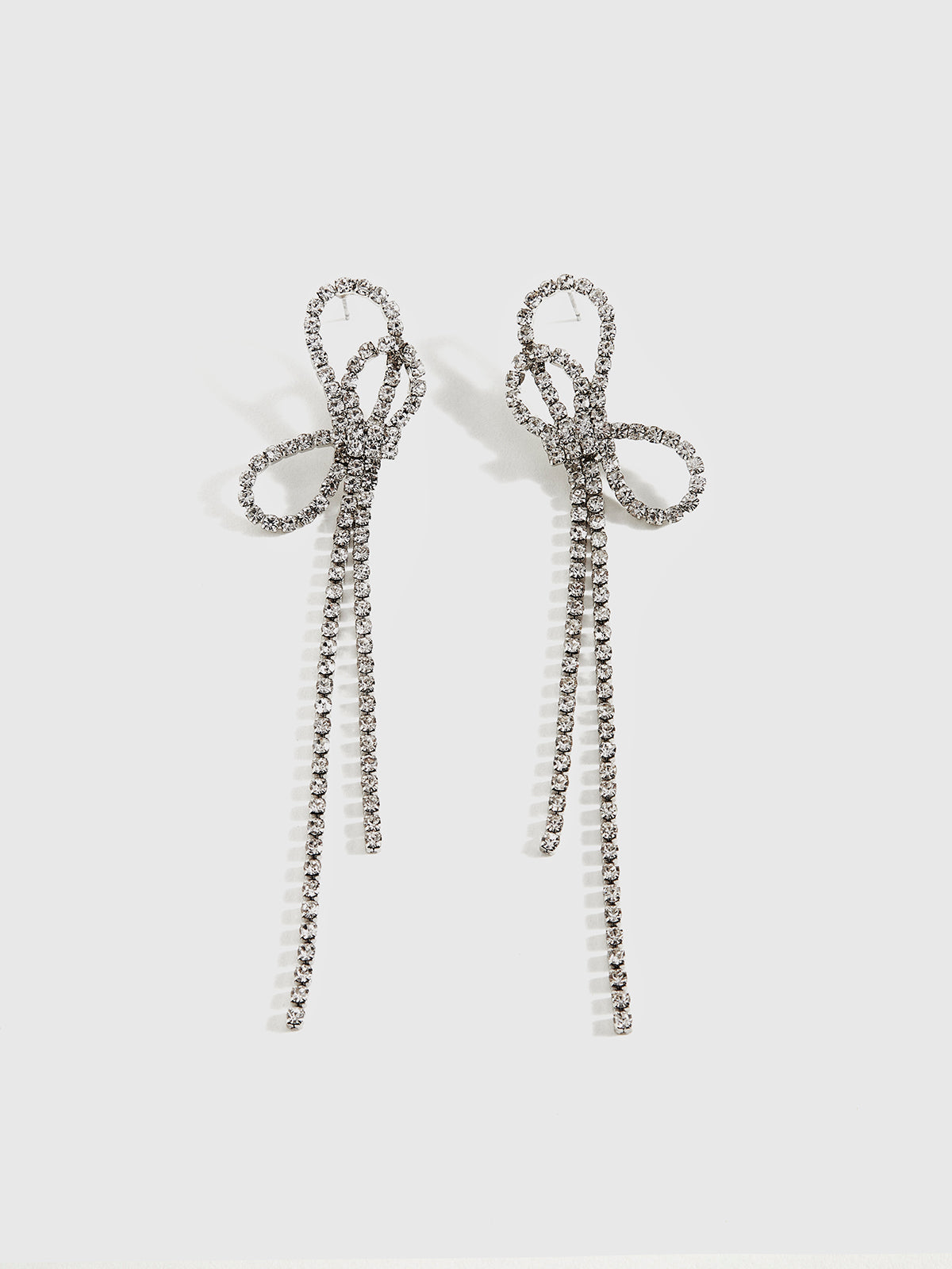 Rhinestone Bow Tassel Earrings Elegant Fashion Jewelry Accessory
