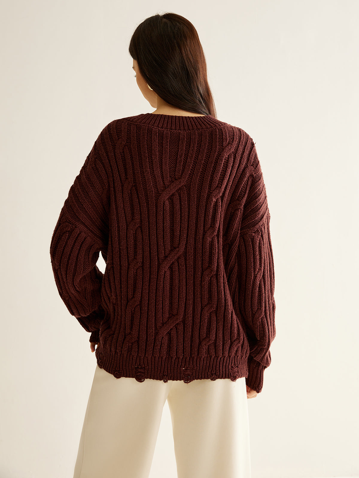 Buckle Belted Beaded Knit Top - Trendy Work & Casual Wear