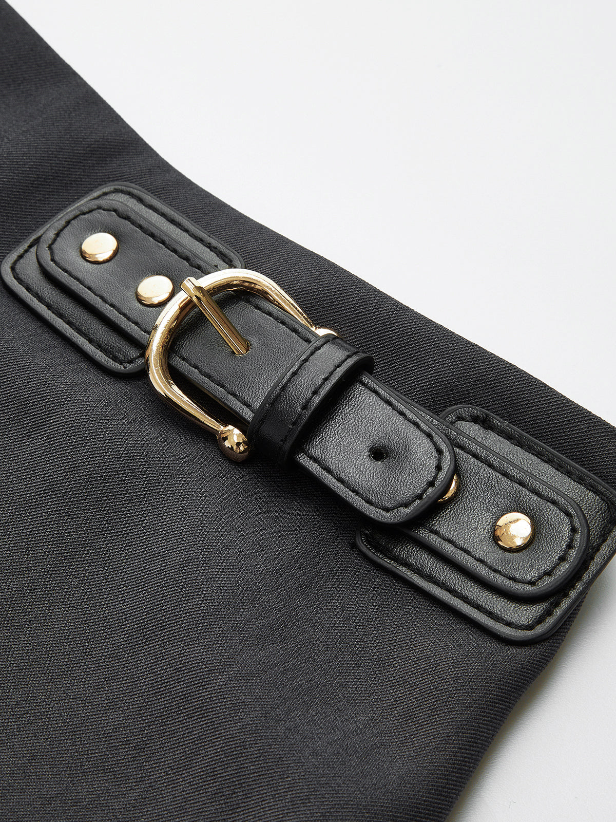 Side Pleated Buckle Belted Skirt for Women, Casual Office Wear