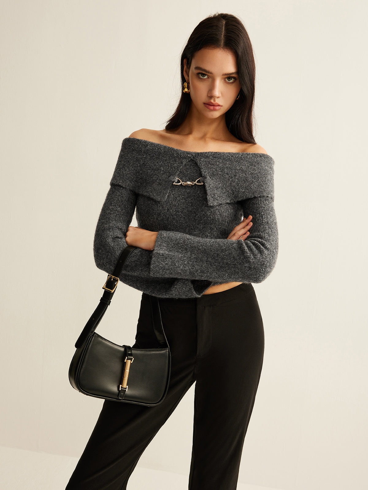 Off-Shoulder Crop Knit Top for Women Casual Summer Wear