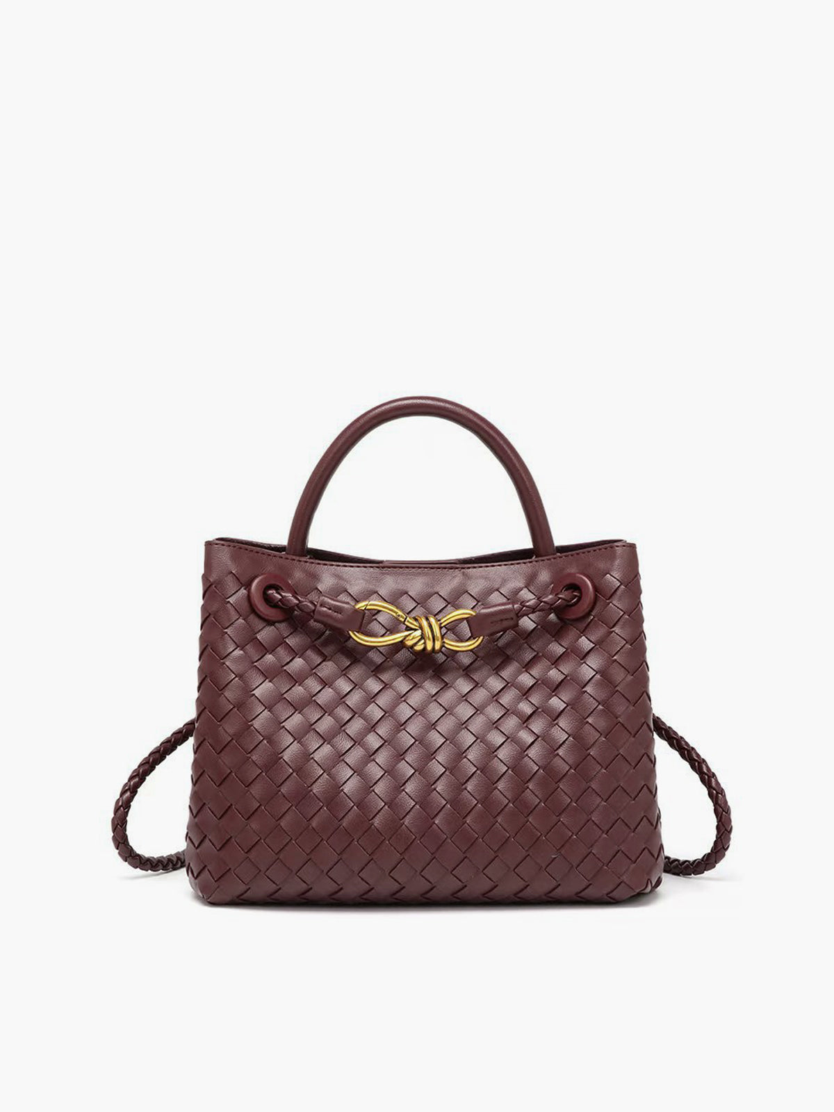 Metal Twist Detail Handle Bag with Spacious Interior Design