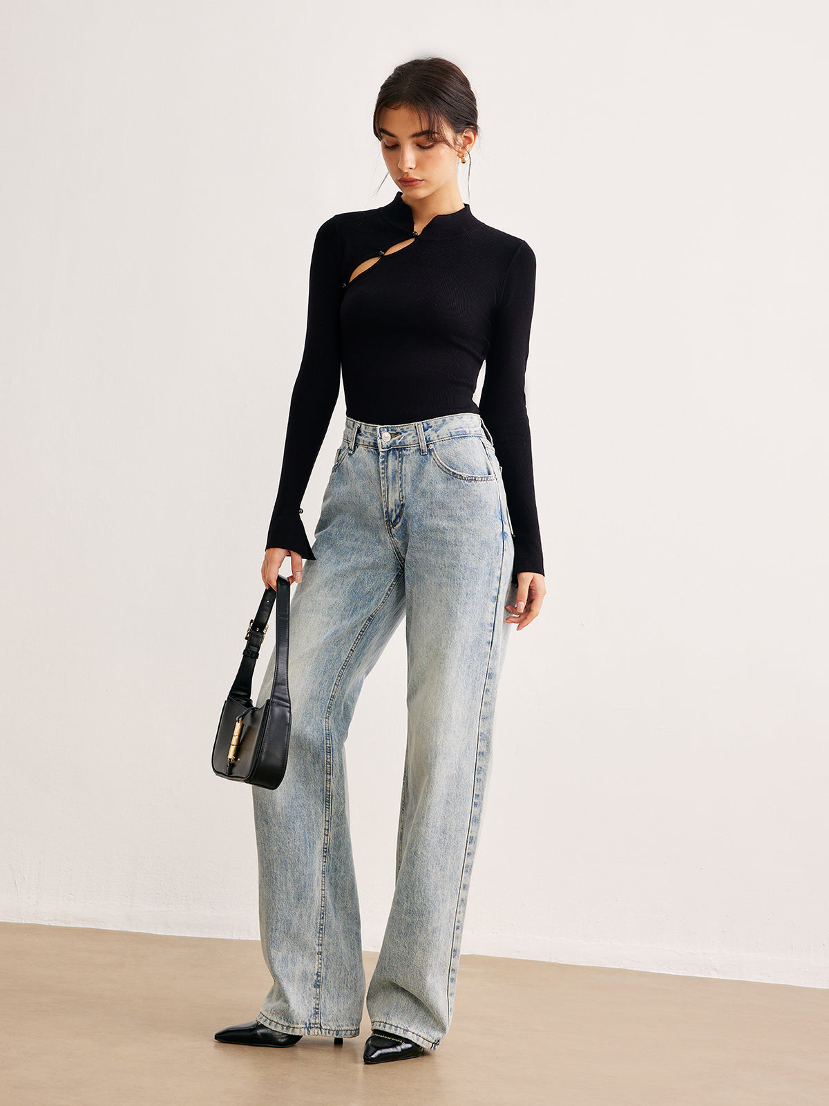 Plain Cutout Skinny Sweater Perfect for Layering Women