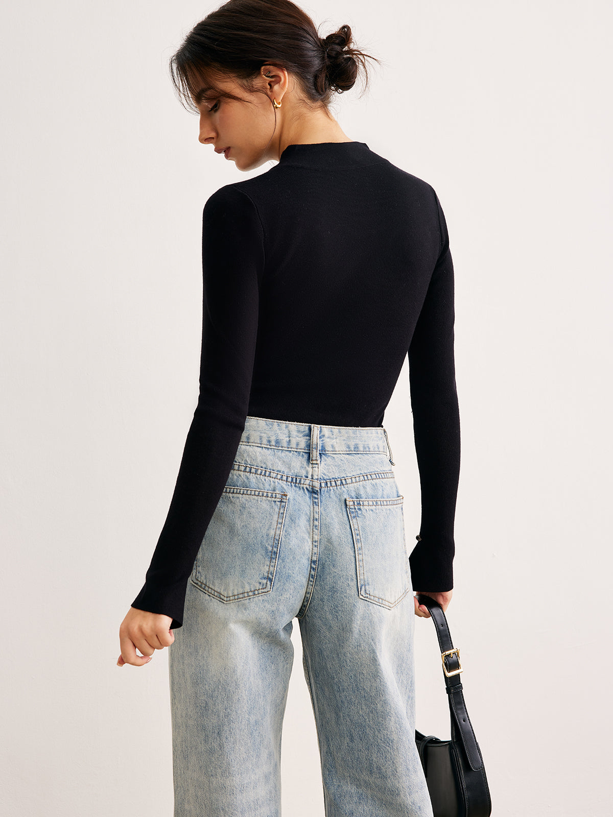 Plain Cutout Skinny Sweater Perfect for Layering Women