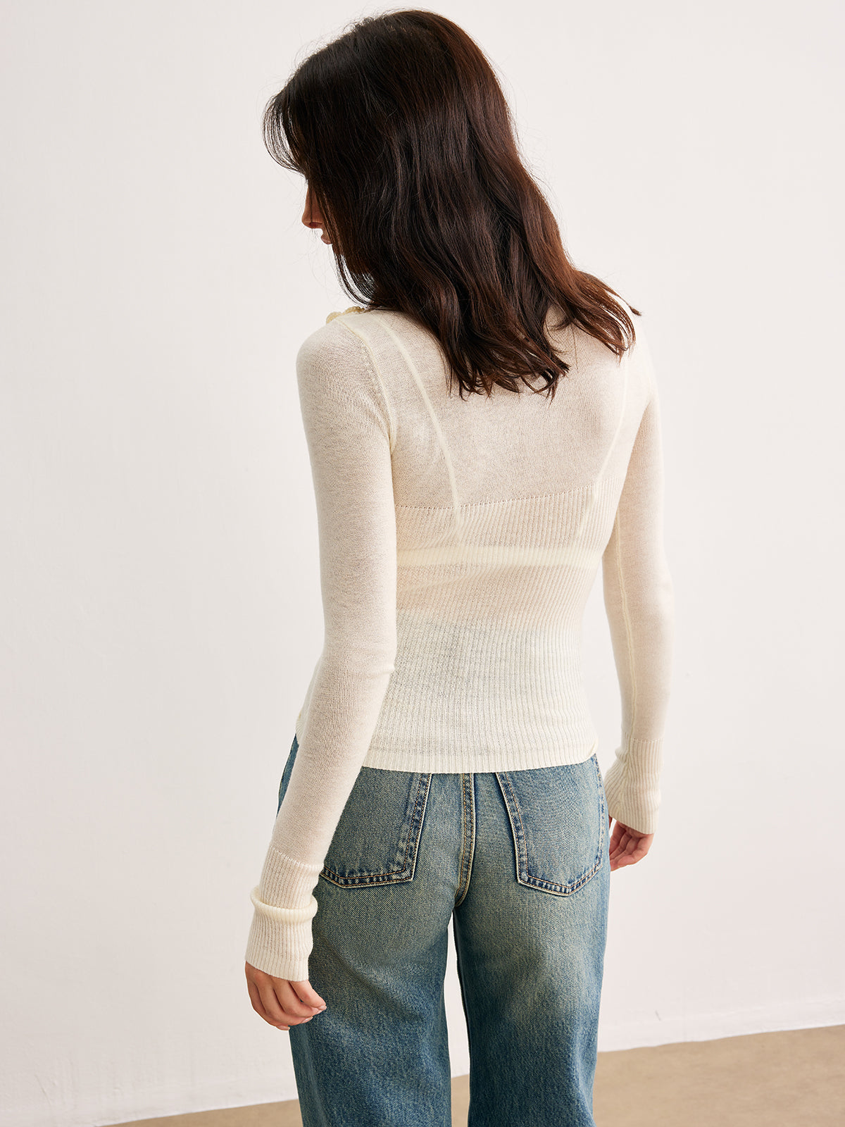 3D Flower Semi-Sheer Knit Top | Elegant Lightweight Summer Blouse