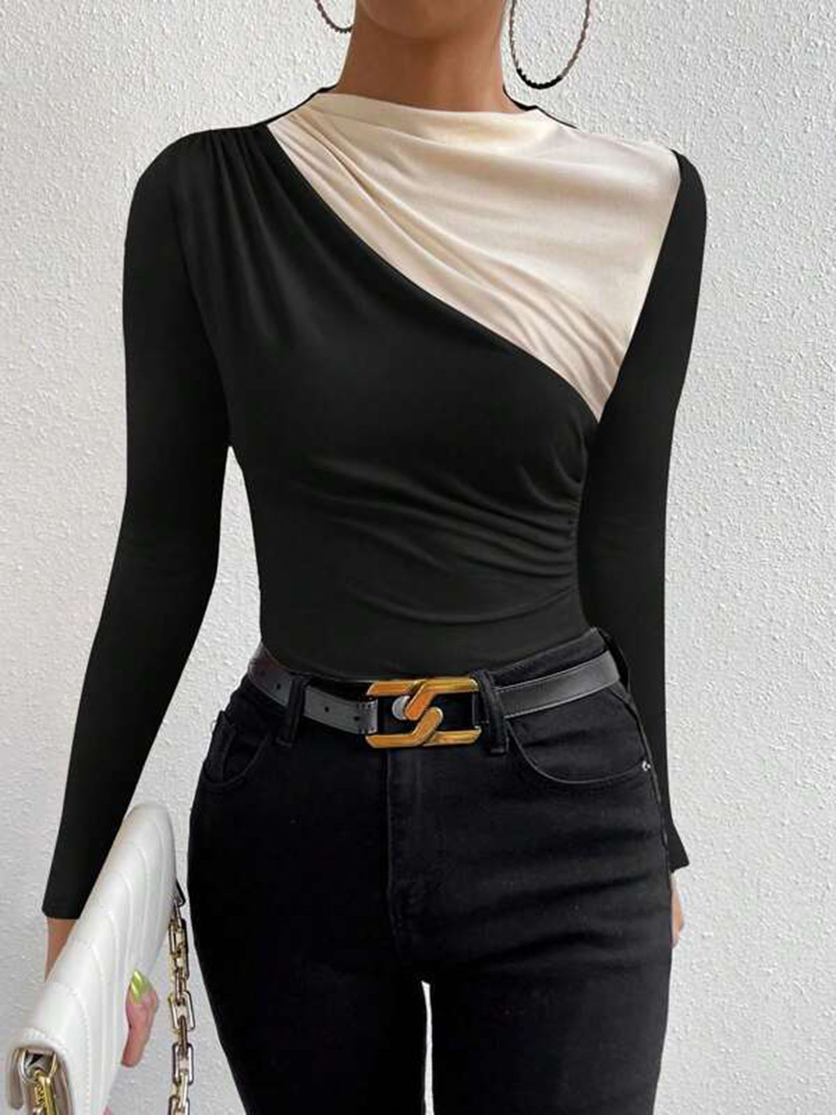Color Block Long Sleeve T-Shirt for Men Casual Comfort Fit