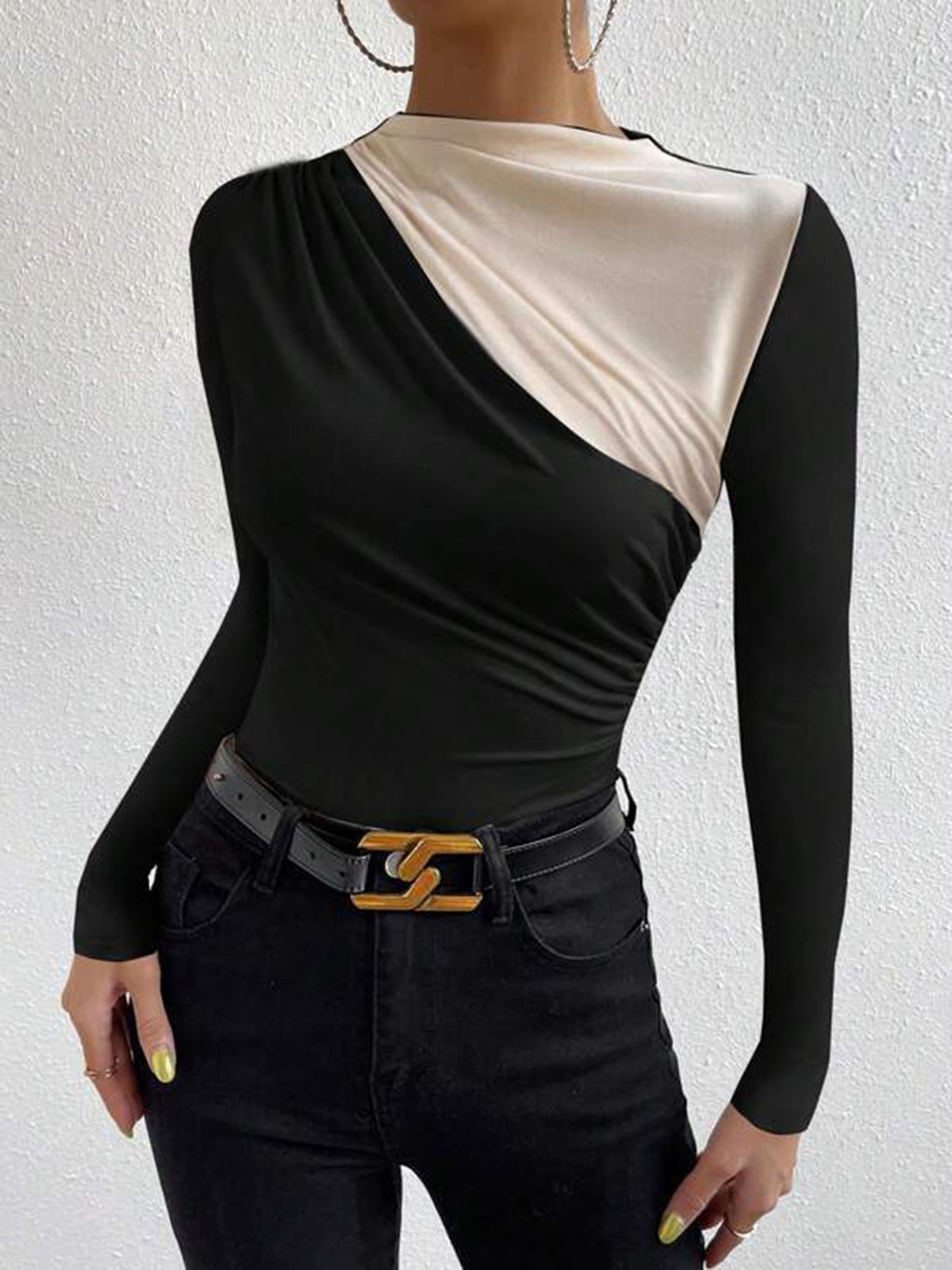 Color Block Long Sleeve T-Shirt for Men Casual Comfort Fit