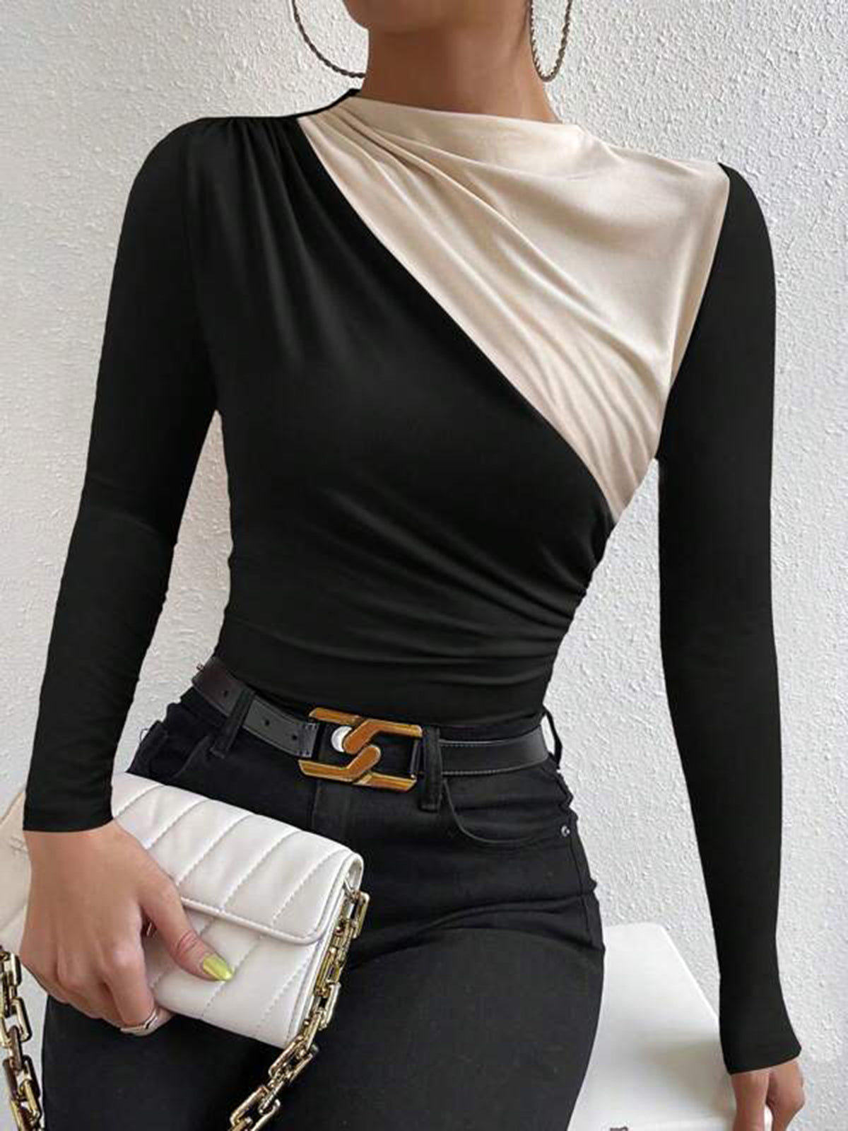 Color Block Long Sleeve T-Shirt for Men Casual Comfort Fit
