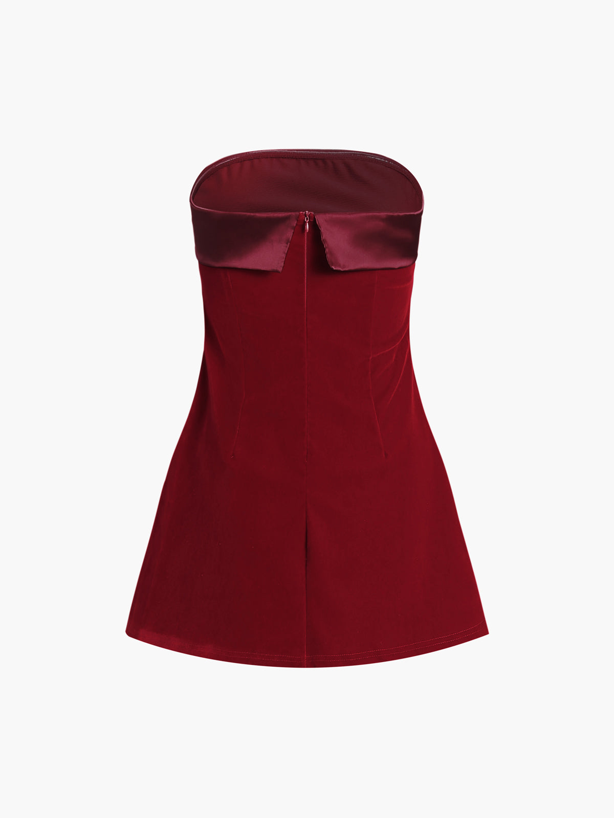 Satin Velvet Strapless Short Dress for Evening Events