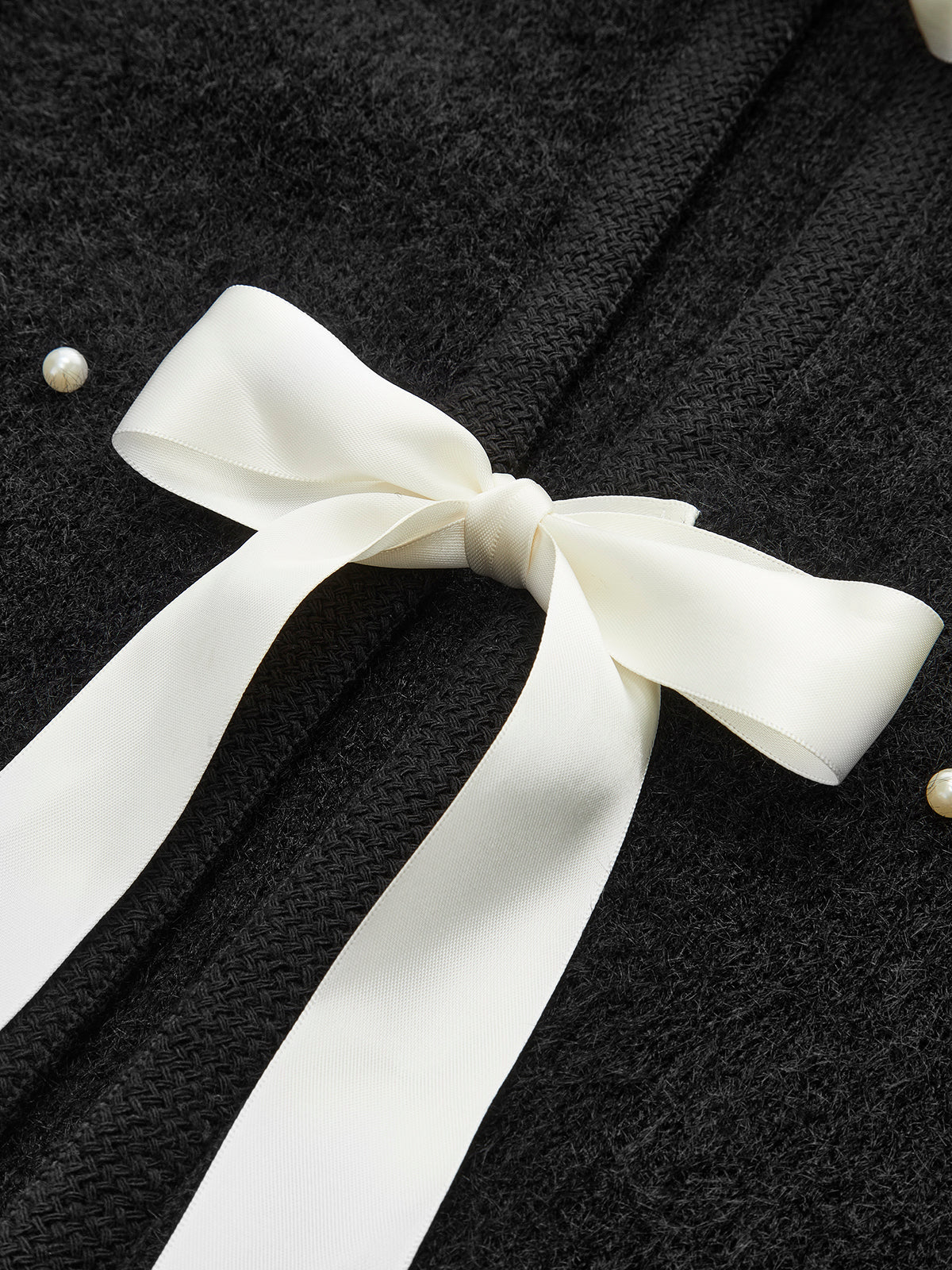 Beaded Decor Bow Knit Top Fashionable Casual Wear