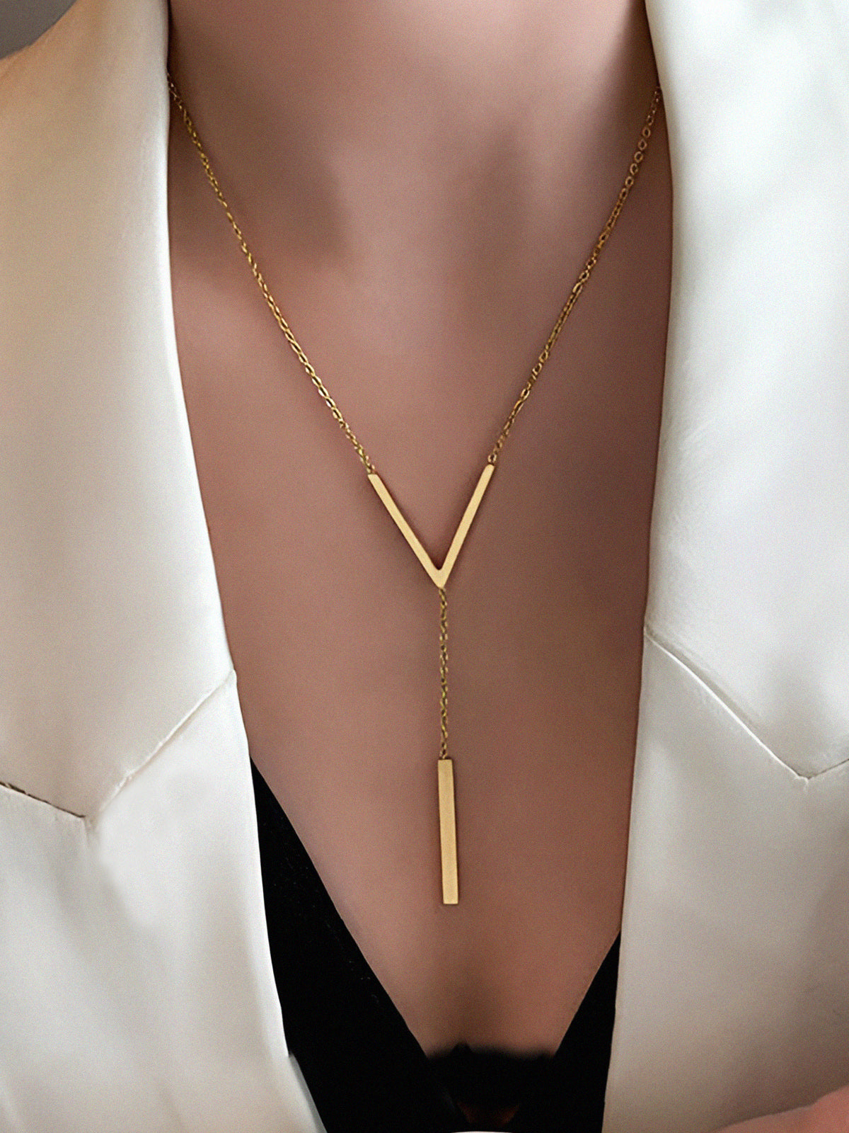 Geometric Pendant Chain Necklace Adjustable Length Unisex