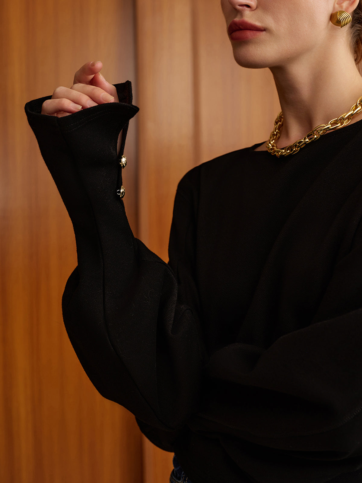 Bell Sleeve Cinched Sweatshirt for Women Casual Fit Comfort