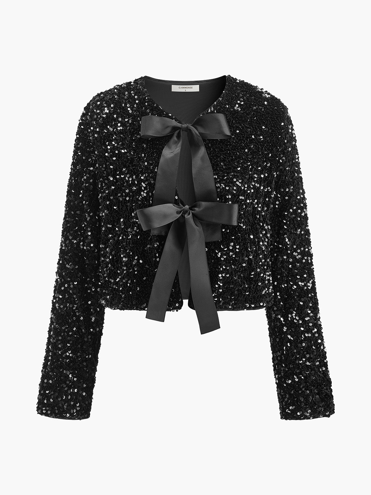 Sequins Velvet Bow Blazer Luxurious Evening Formal Wear