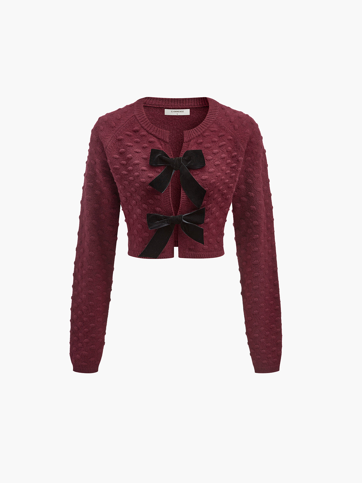 Bow Knotted Cozy Crop Knit Top for Women, Textured Sweater