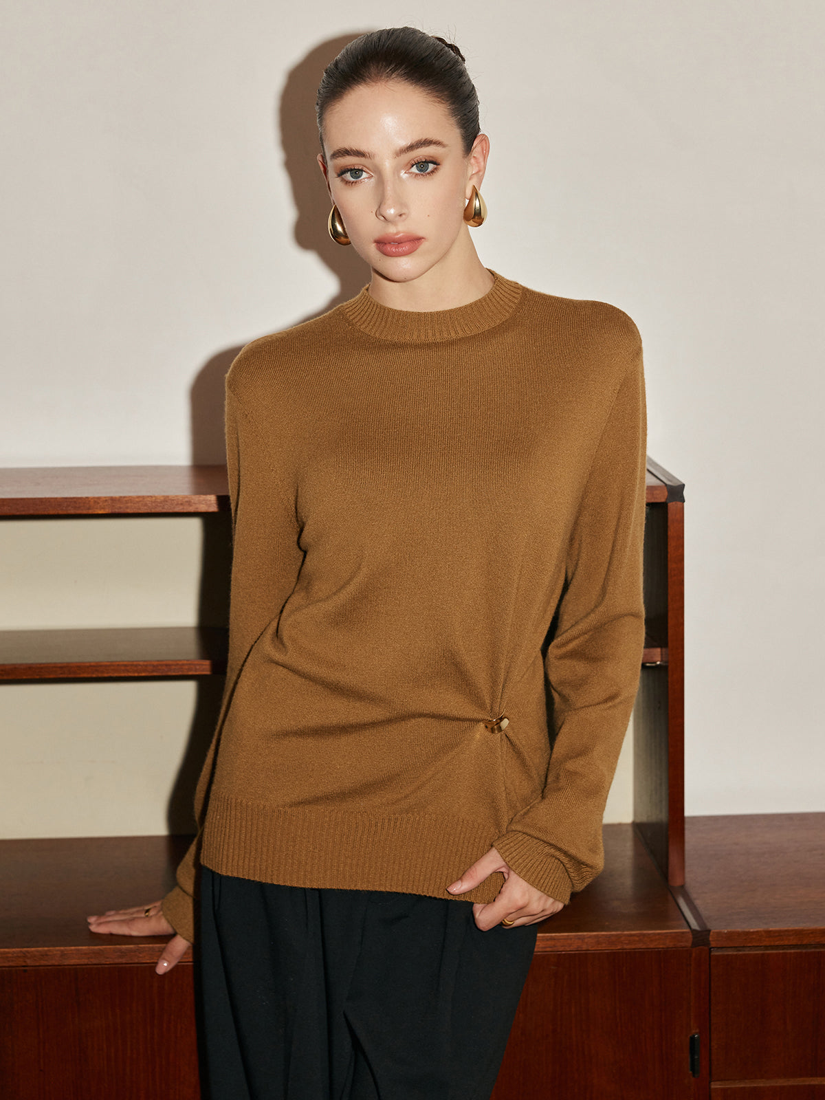 Wool-Blend Metal Knotted Sweater for Women | Cozy Winter Fashion