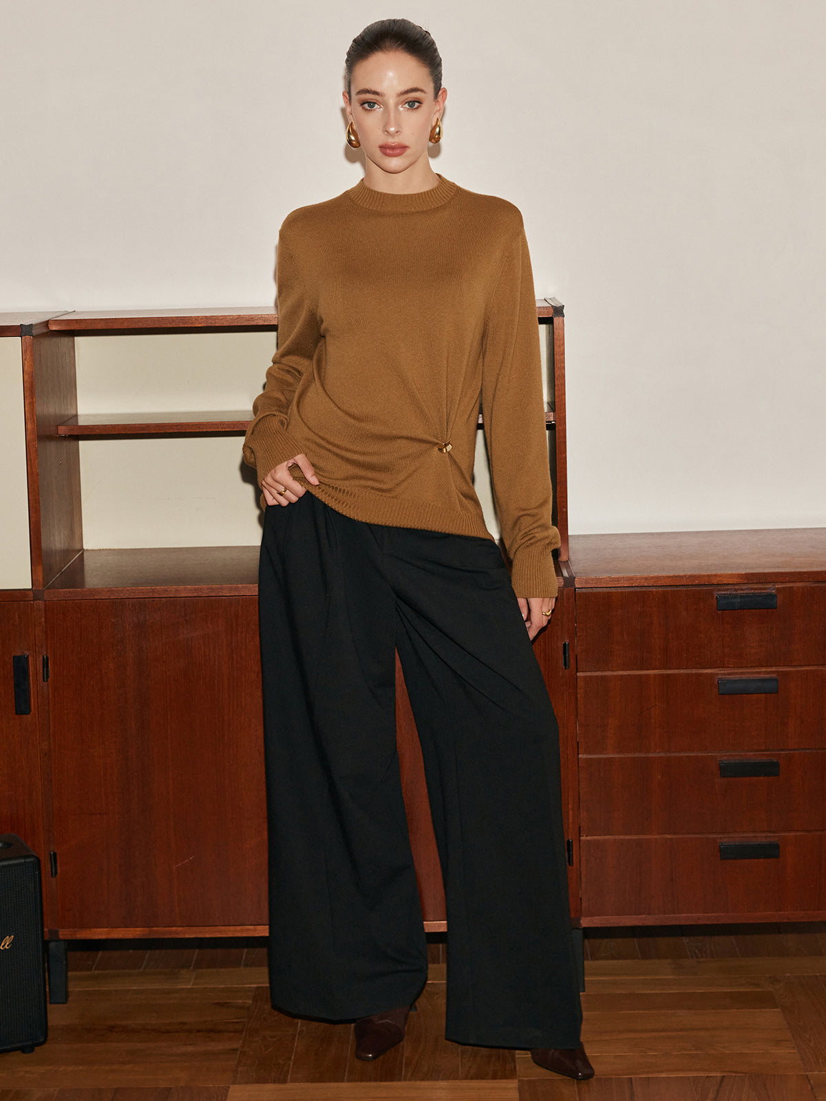 Wool-Blend Metal Knotted Sweater for Women | Cozy Winter Fashion
