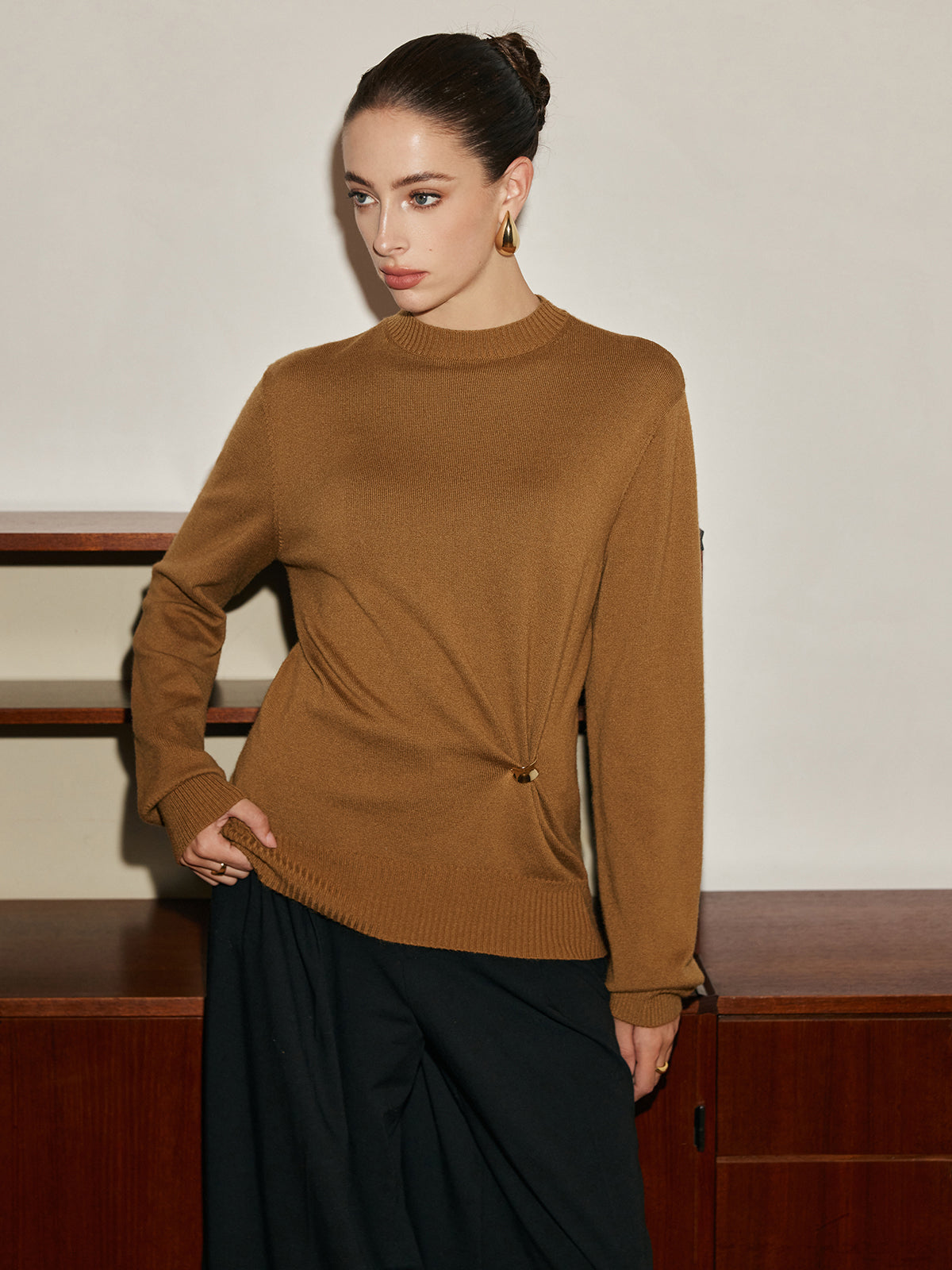 Wool-Blend Metal Knotted Sweater for Women | Cozy Winter Fashion
